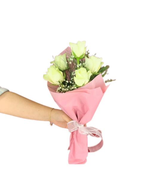 Beş Beyaz Gül Buketi