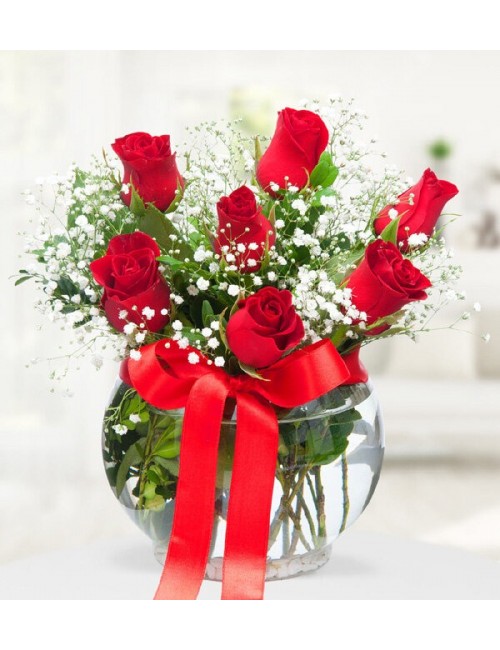 Fanusta 7 Gül Aranjmanı